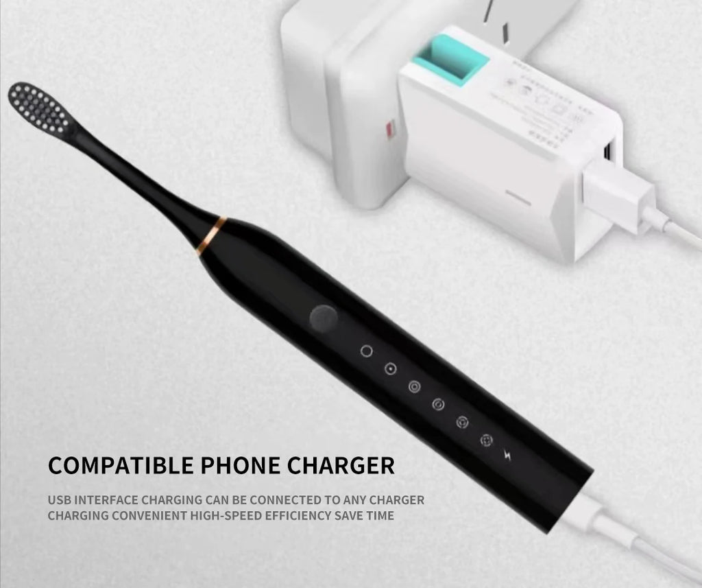 Cepillo eléctrico Sonic para adultos – recargable USB, impermeable IPX7 y 6 modos de limpieza