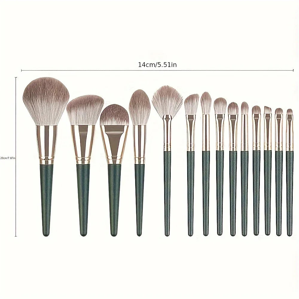 Set de 14 pinceles de maquillaje – profesional, suaves para rostro y ojos