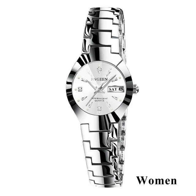 Set de relojes FNGEEN 5808 para parejas – cuarzo, lujo y resistente al agua