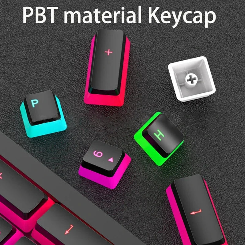 Set de keycaps PBT OEM – 129 teclas transparentes estilo pudding para teclado mecánico