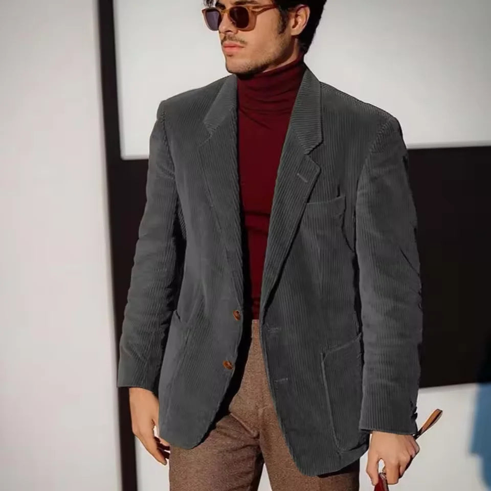 Blazer hombre de pana – chaqueta casual de un solo botón y cómoda