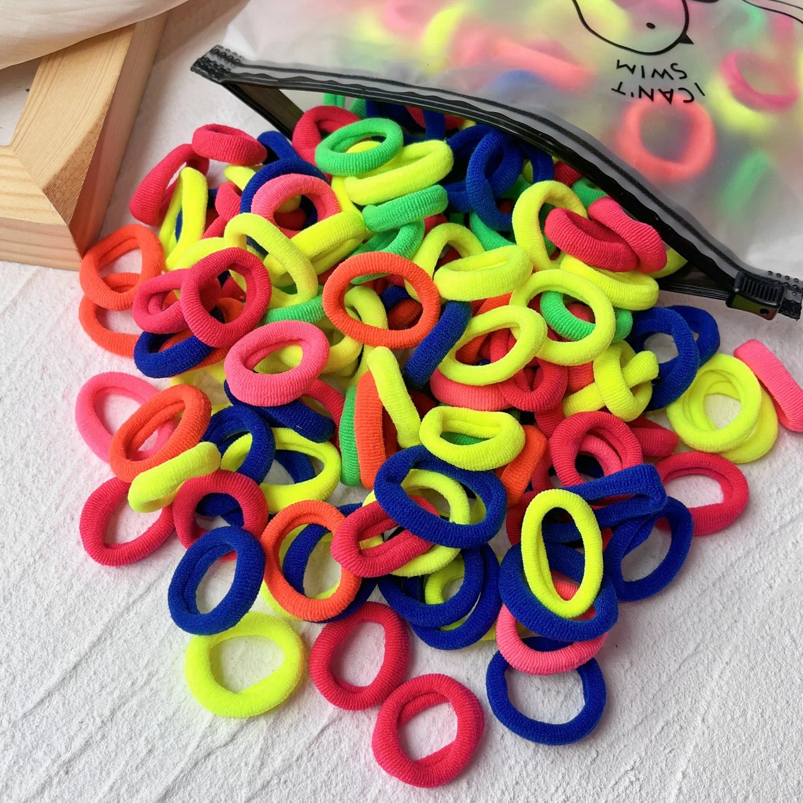 Set de 20/50 ligas elásticas para cabello – scrunchies y bandas de colores para niñas