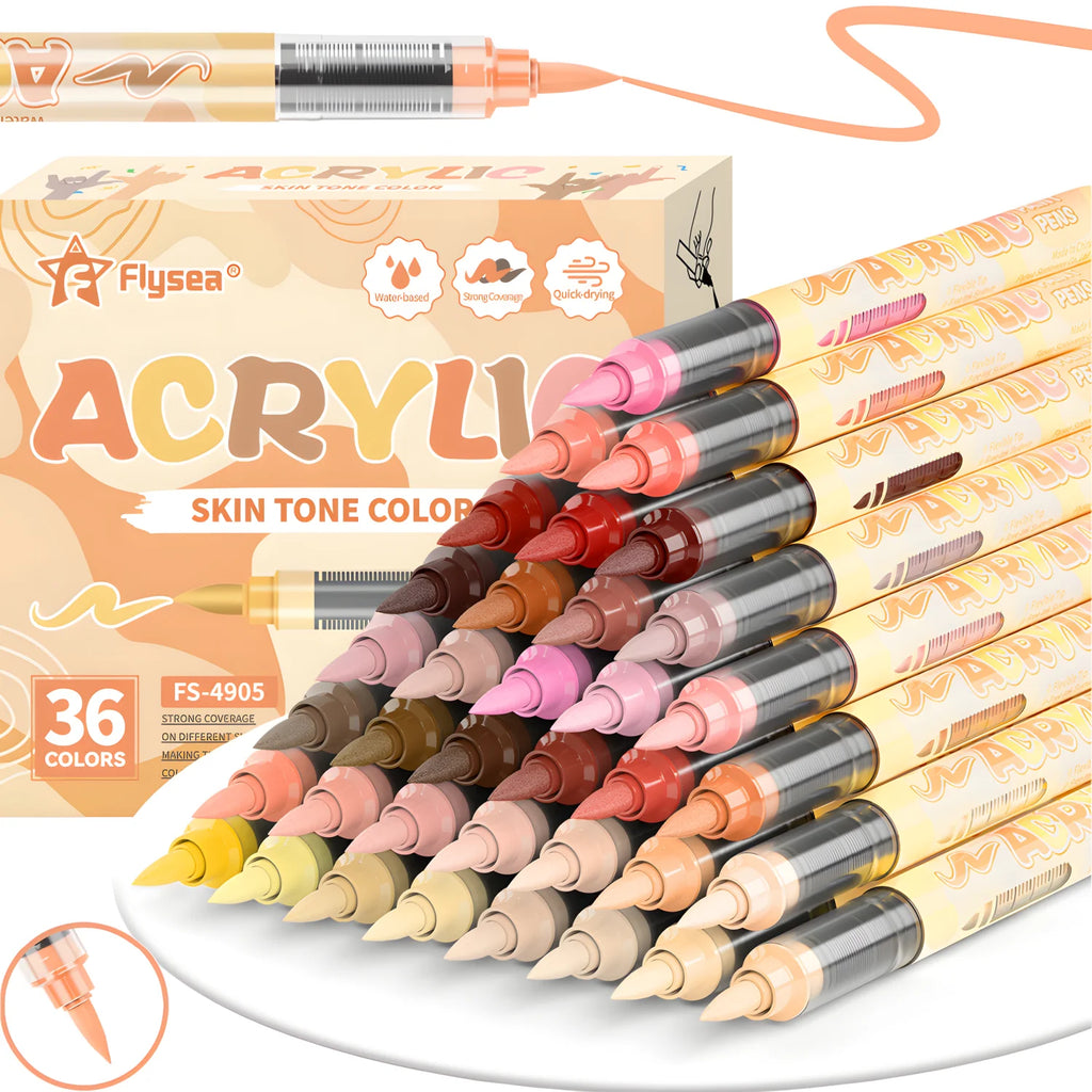Set marcadores acrílicos tonos piel – punta suave y pintura rápida impermeable