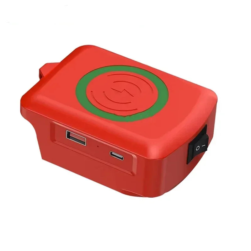 Cargador inalámbrico para batería Milwaukee 18V – adaptador con salida USB y Type-C