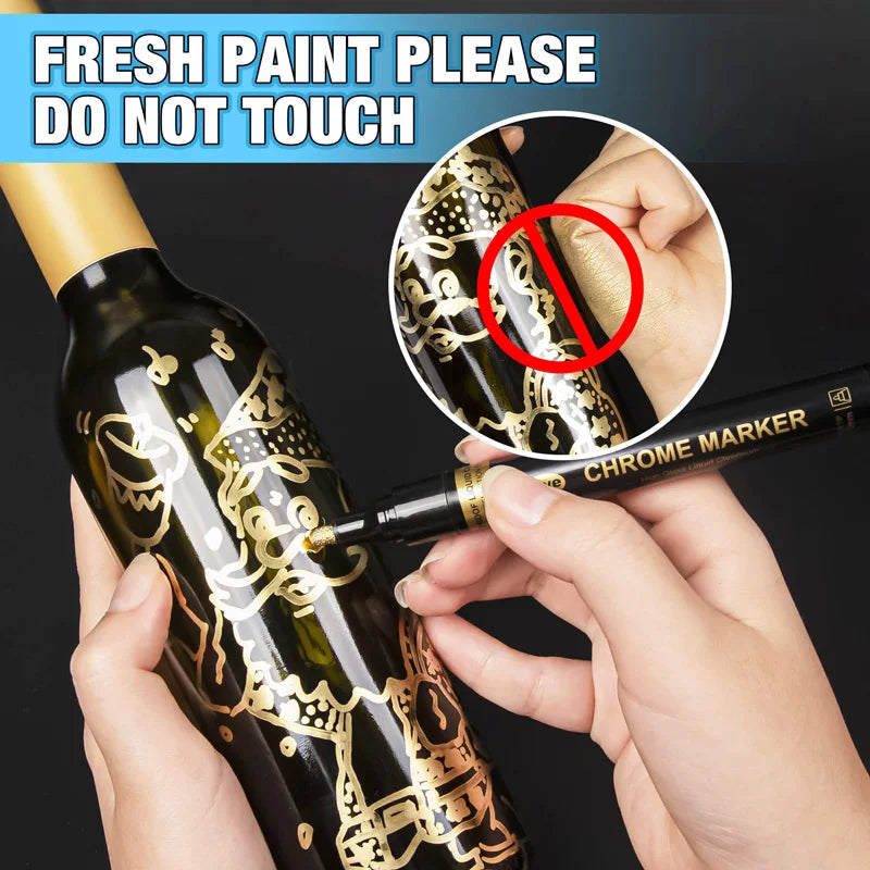 Set marcador espejo cromado – pintura reflectante DIY en dorado y plata