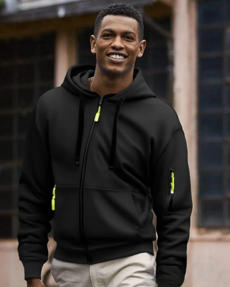 Hoodie hombre moderno – versátil con múltiples bolsillos y diseño simple