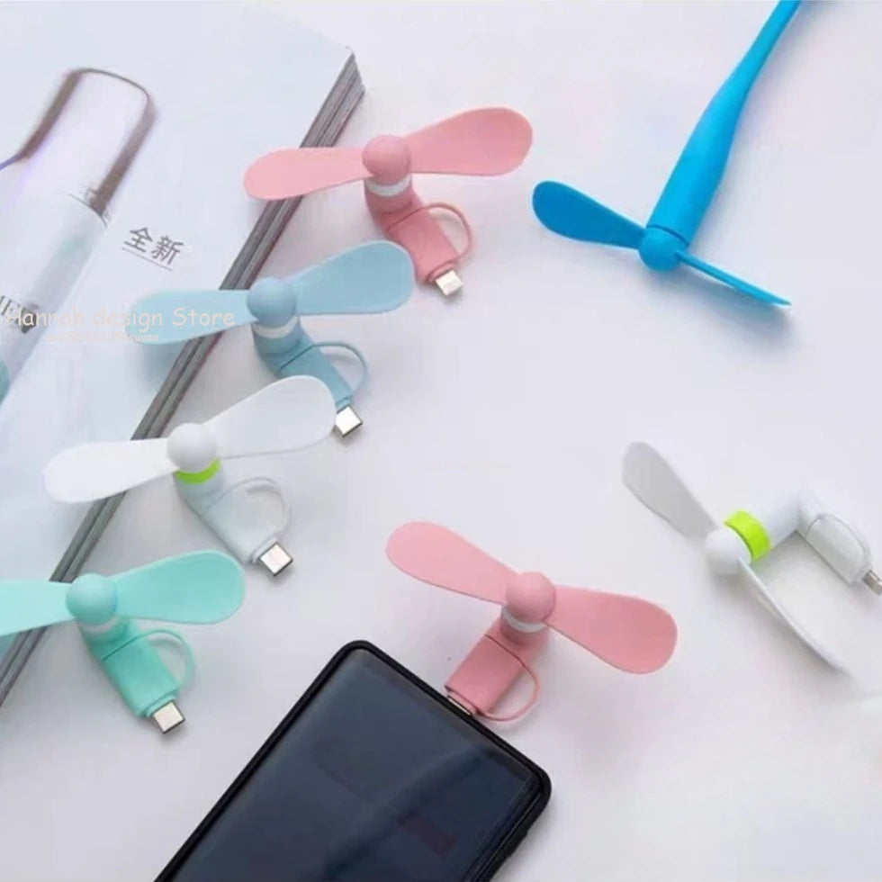Mini Ventilador Portátil 2 en 1 Type-C y Micro USB, Enfriador de Mano para Celulares Android