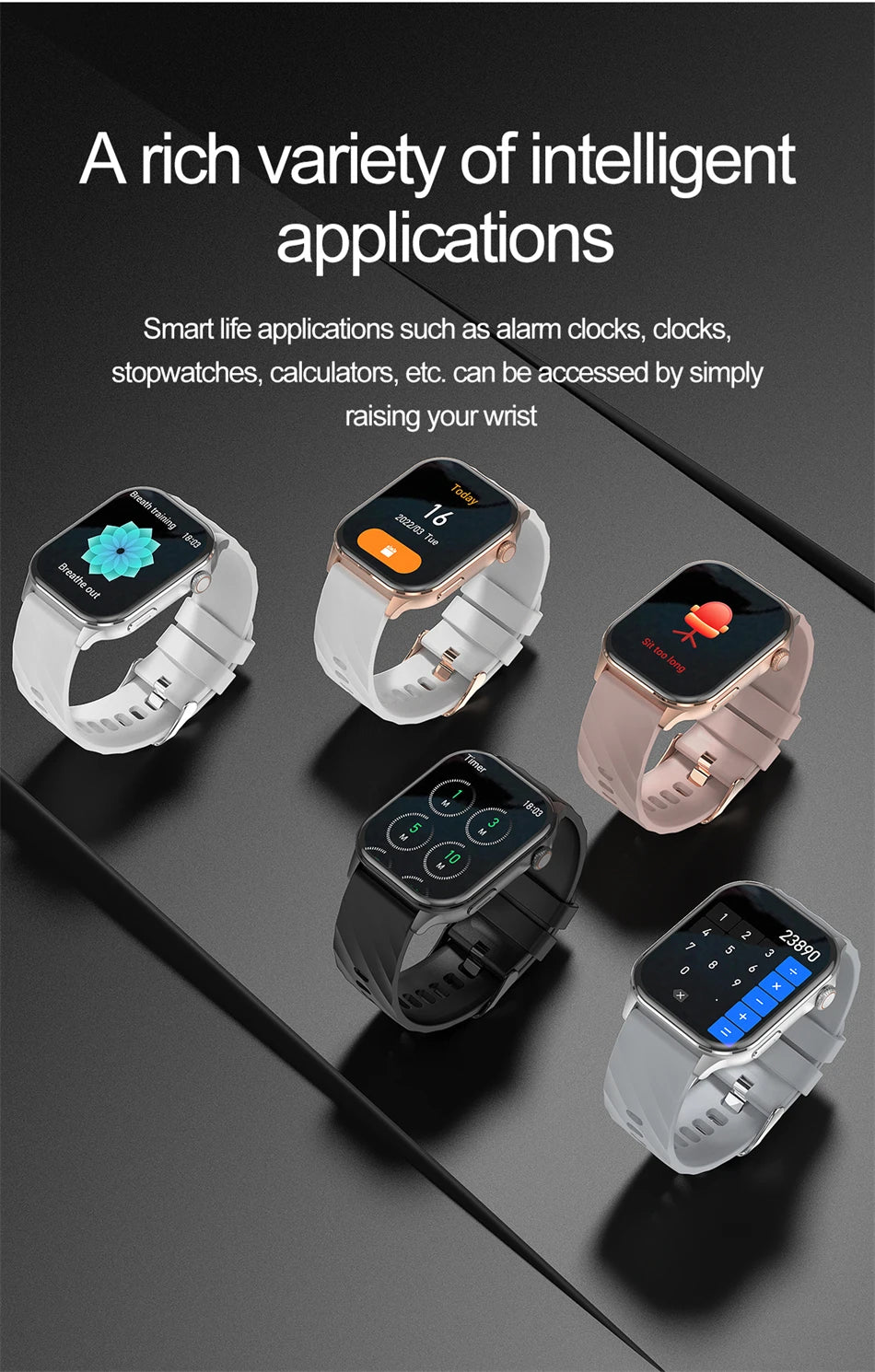 Smartwatch LIGE mujer – pantalla HD 2.01", monitor de salud y resistente al agua