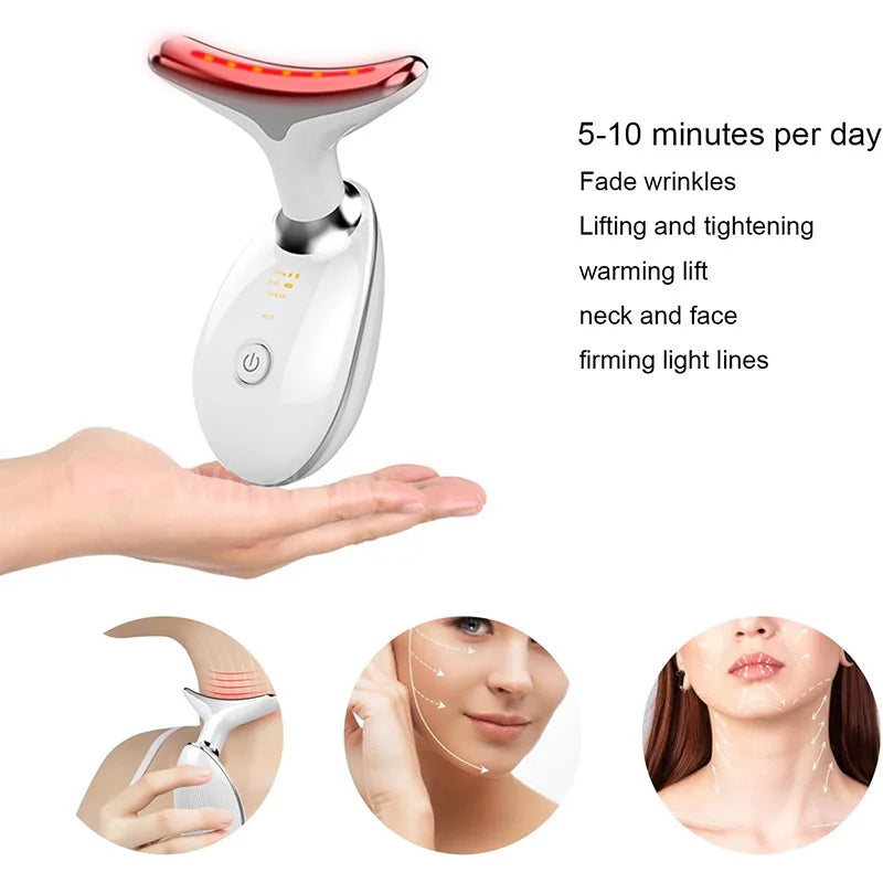 Dispositivo de belleza facial – masajeador para lifting y cuidado del cuello con 7 colores