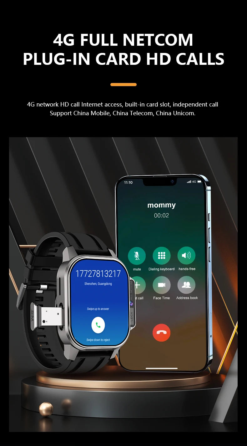 Smartwatch Android con WiFi y GPS – monitor de ritmo cardíaco, SIM y cámara HD