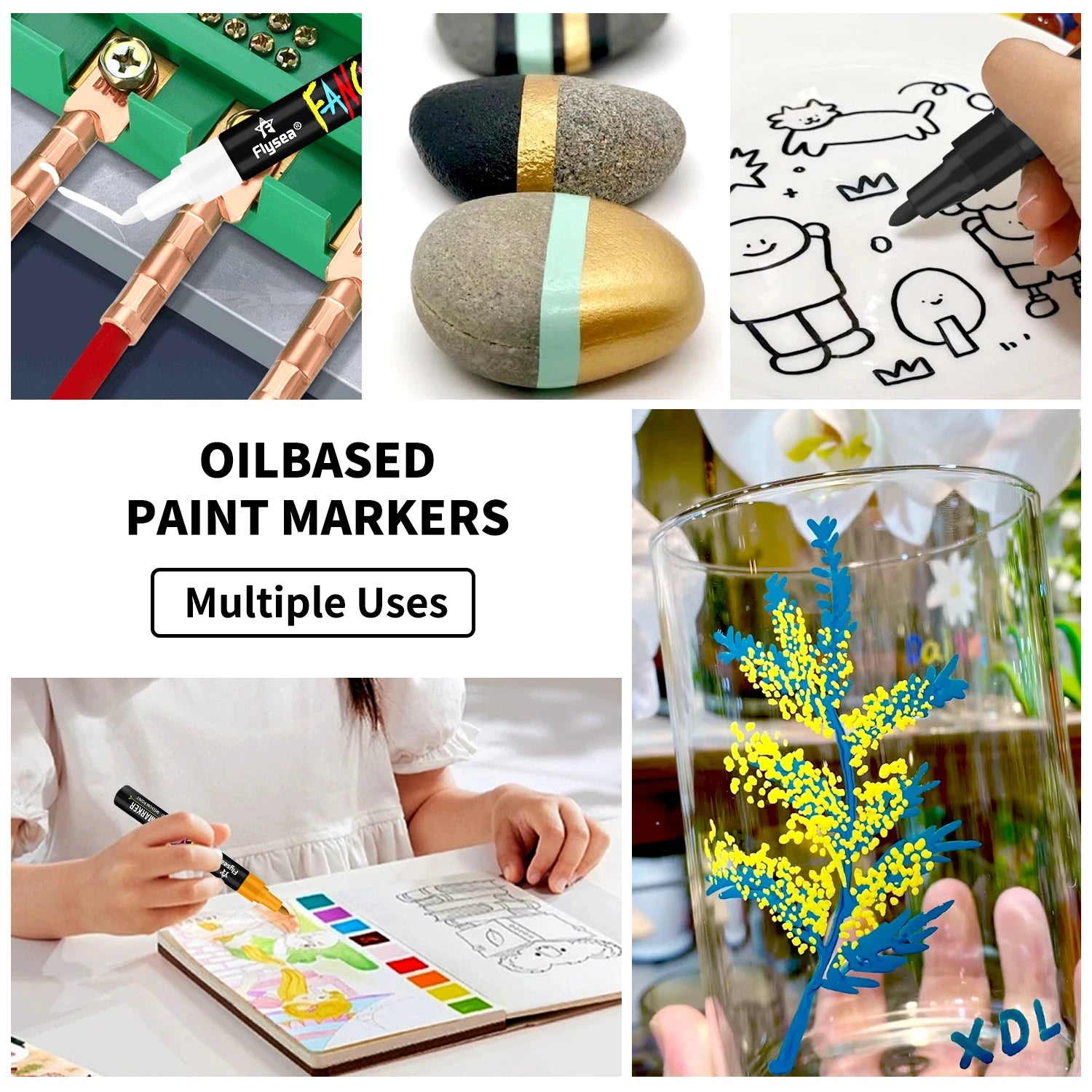 Set de 20 marcadores de pintura al óleo – colores vibrantes, secado rápido y duradero