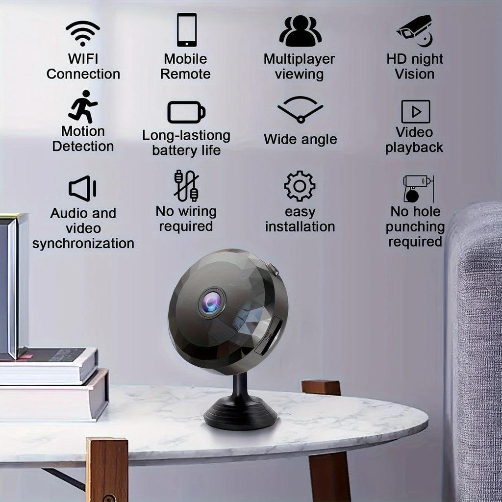 Mini cámara de seguridad WiFi inalámbrica – visión nocturna, detección de movimiento y batería recargable