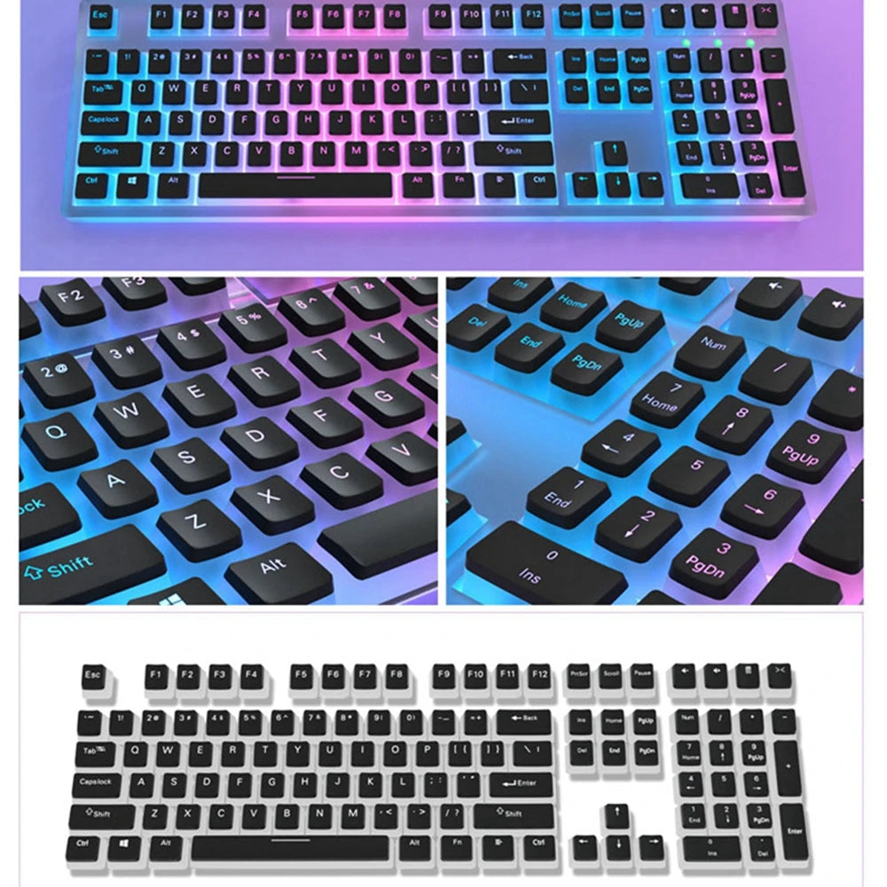 Set de keycaps PBT OEM – 129 teclas transparentes estilo pudding para teclado mecánico