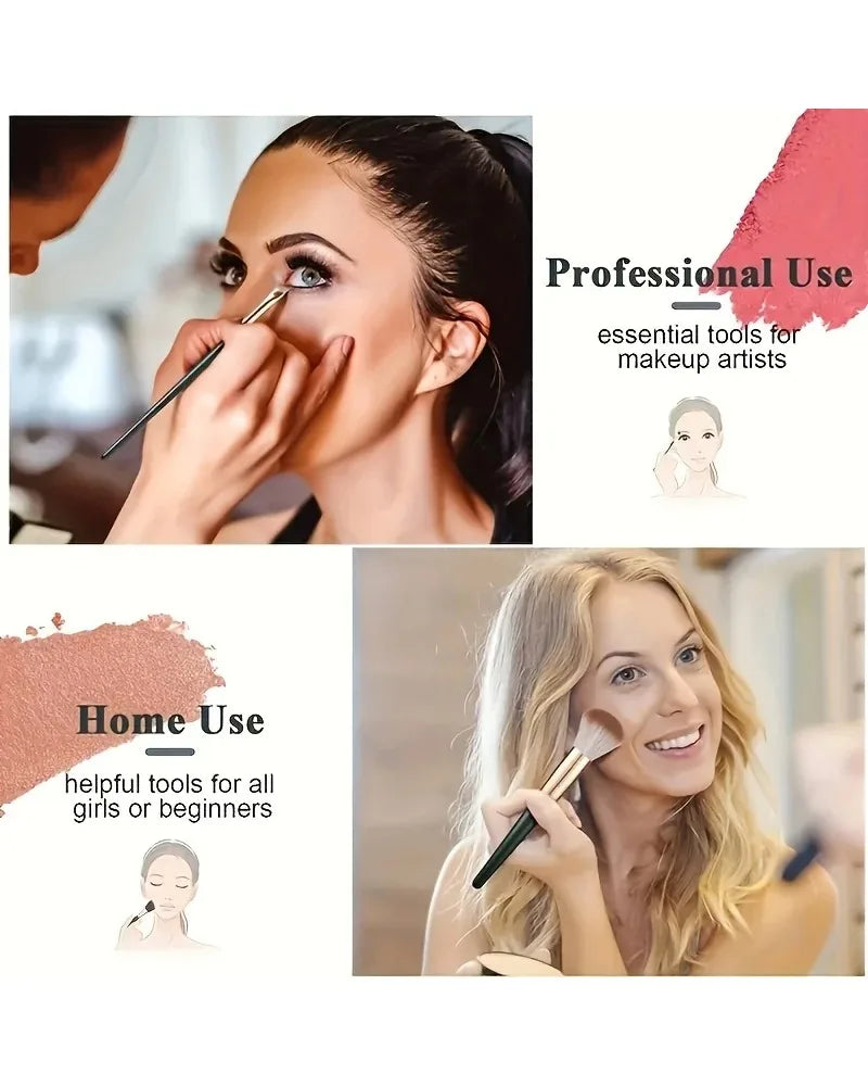 Set de 14 pinceles de maquillaje – profesional, suaves para rostro y ojos