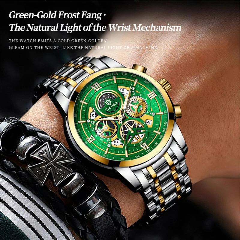 Reloj de lujo verde TINABIN – elegante, resistente al agua y para negocios