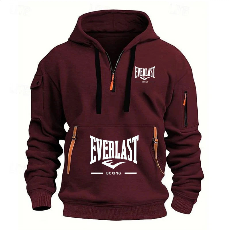 Hoodie casual con diseño multi-zipper – estampado y corte suelto para otoño/invierno
