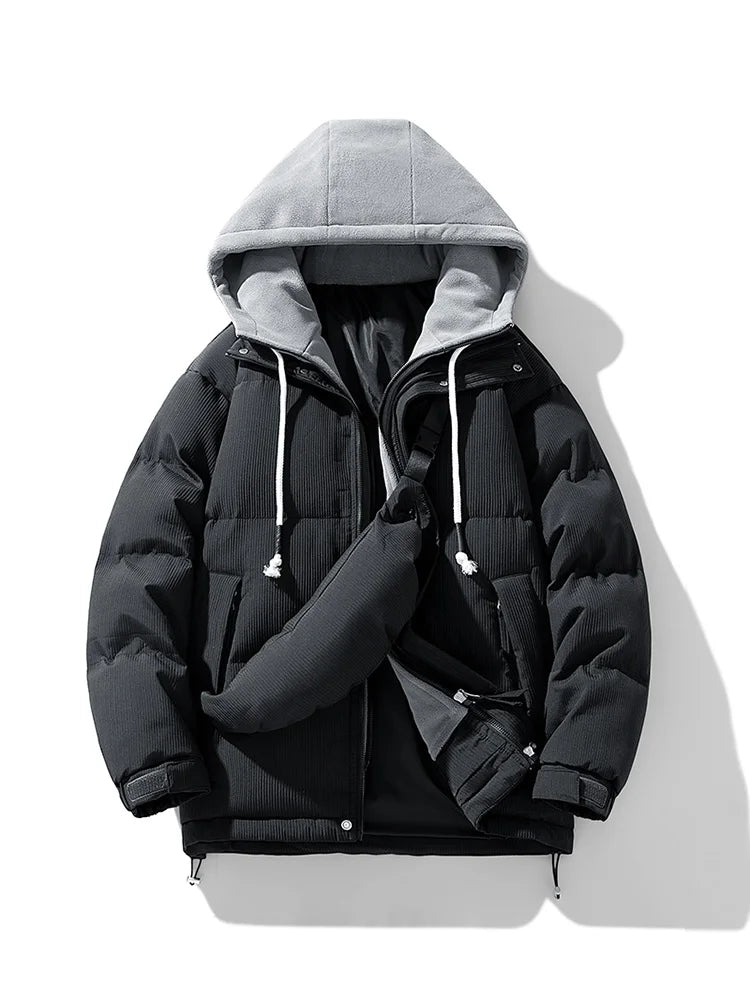 Campera acolchada juvenil con capucha – gruesa, casual y cálida para otoño/invierno
