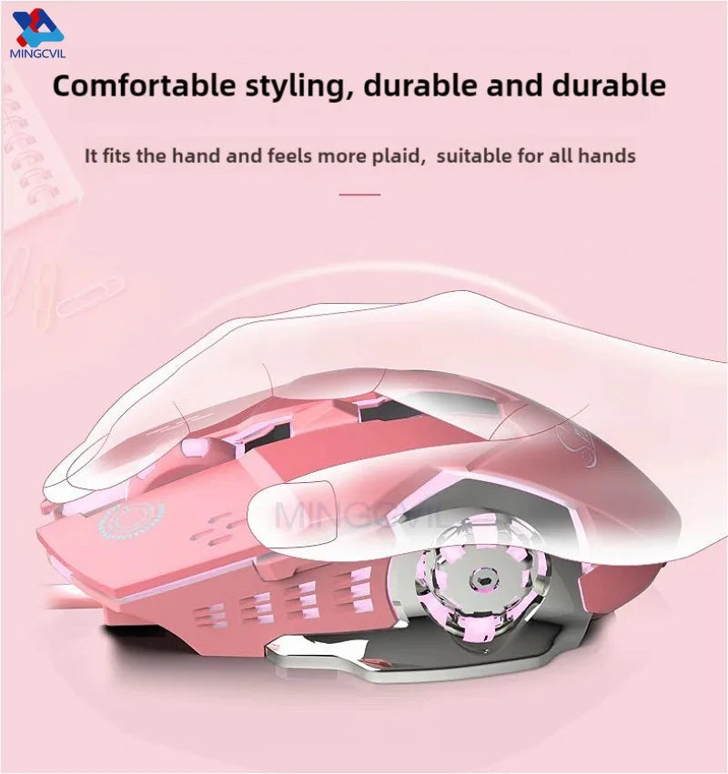 Mouse gaming inalámbrico recargable – Bluetooth y USB con retroiluminación