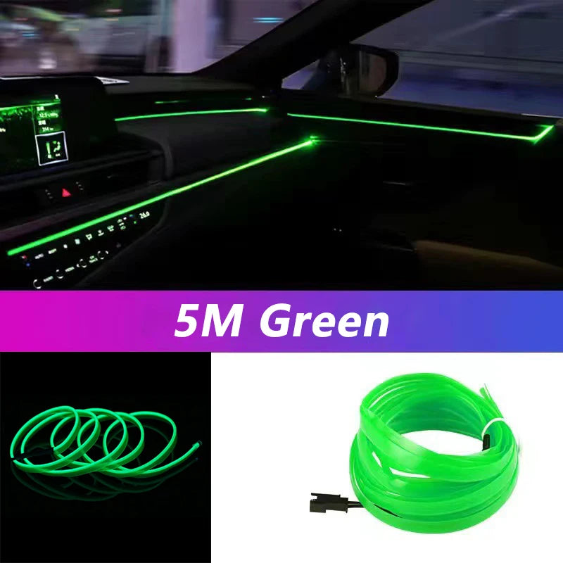 Tira LED interior para auto 5M – luz ambiental flexible y neón USB para decoración