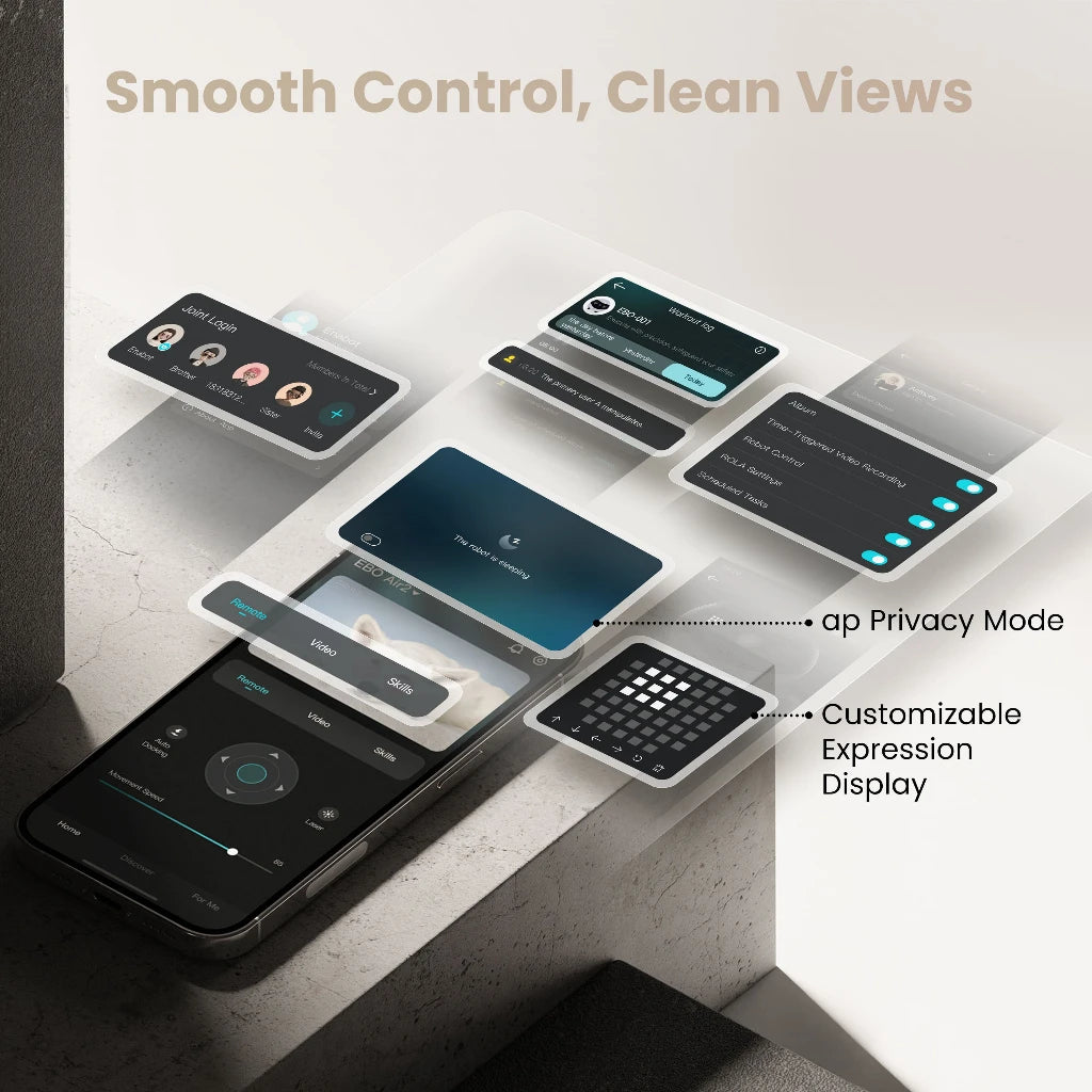 Robot Enabot EBO AIR2 Inteligente con IA - Cámara Inalámbrica - Monitoreo Remoto - Compañero de Mascotas - Control en Tiempo Real - Regalo Personalizado