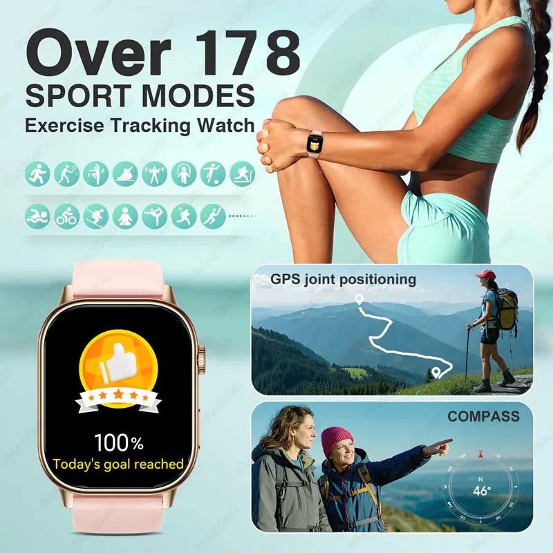 Smartwatch GPS mujer – pantalla 2.01", llamadas Bluetooth y resistente al agua