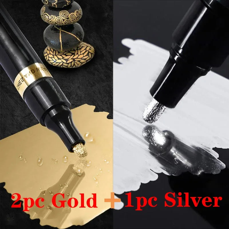 Set marcador espejo cromado – pintura reflectante DIY en dorado y plata