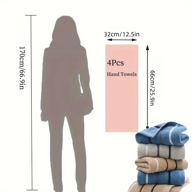 Set 4 toallas de baño – suaves, absorbentes y multicolor