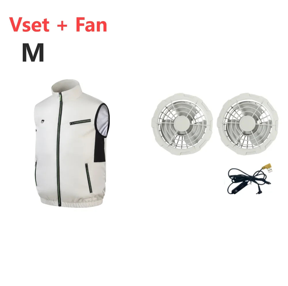 Chaleco Refrigerante con Ventiladores USB - 3 Velocidades Ropa Aire Acondicionado Transpirable