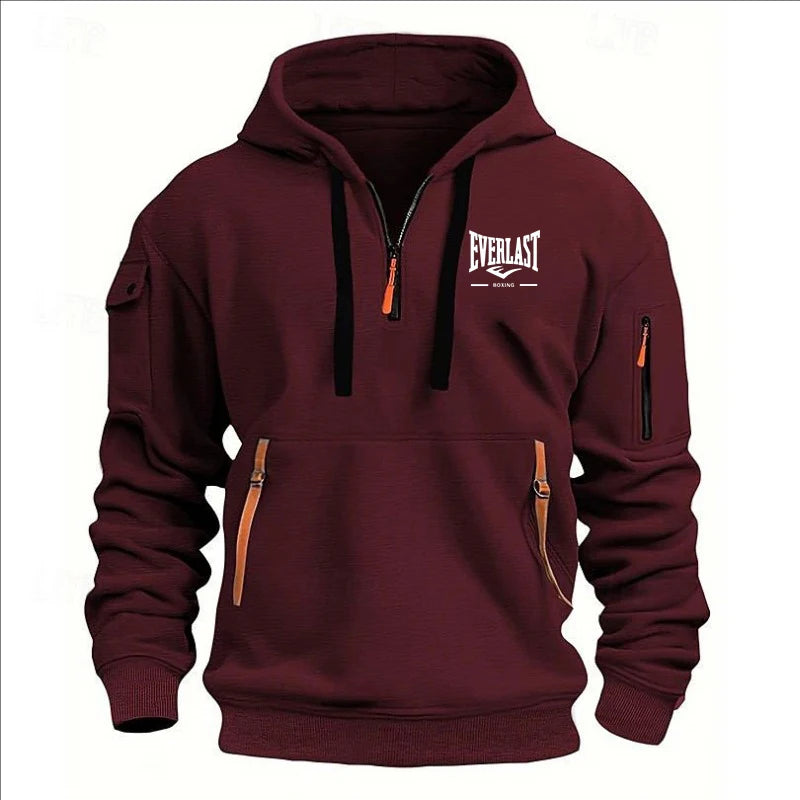 Hoodie casual con diseño multi-zipper – estampado y corte suelto para otoño/invierno