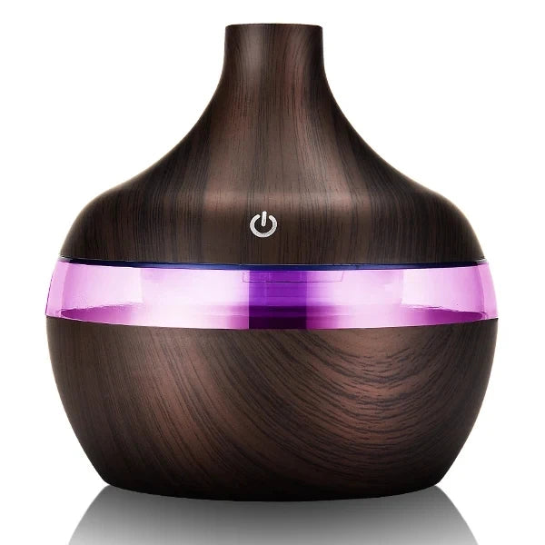 Humidificador ultrasónico de aroma – 300ml con difusor de aceites esenciales y diseño en madera