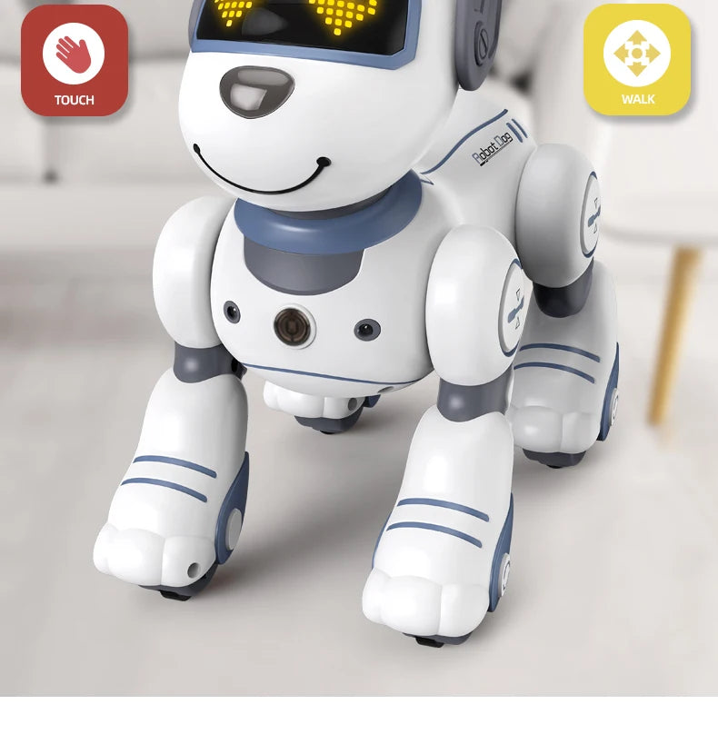 Perro Robot Inteligente con Control Remoto - Acrobacias Electrónicas - Comandos de Voz - Programable - Sensor Táctil - Música y Canciones - Juguete para Niños