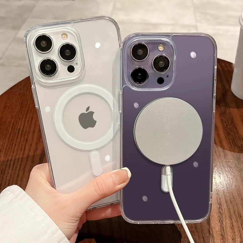 Funda transparente magnética con carga inalámbrica MagSafe – compatible con iPhone 11 a 17