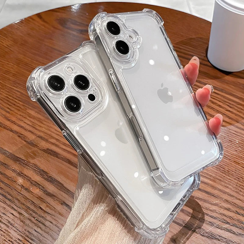 Funda transparente de lujo para iPhone – protección con airbag y diseño ultradelgado
