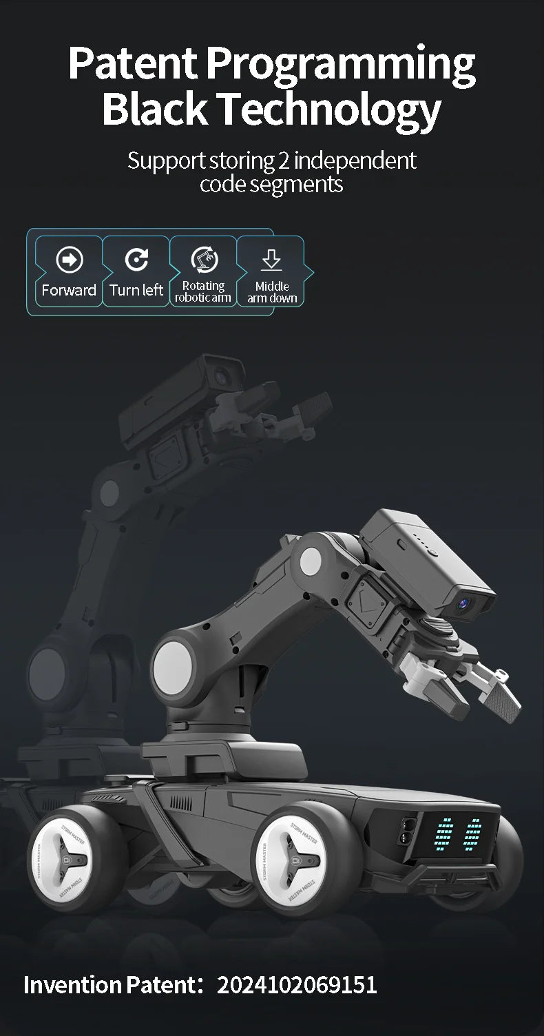 Auto Robot Storm X5 Inteligente RC - Reconocimiento Infrarrojo - Modos Programables - Blanco/Negro - Regalo Educativo para Niños