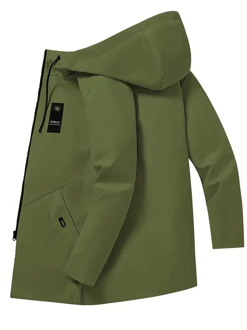 Campera fina acolchada con capucha para hombre – cortaviento casual con bolsillo