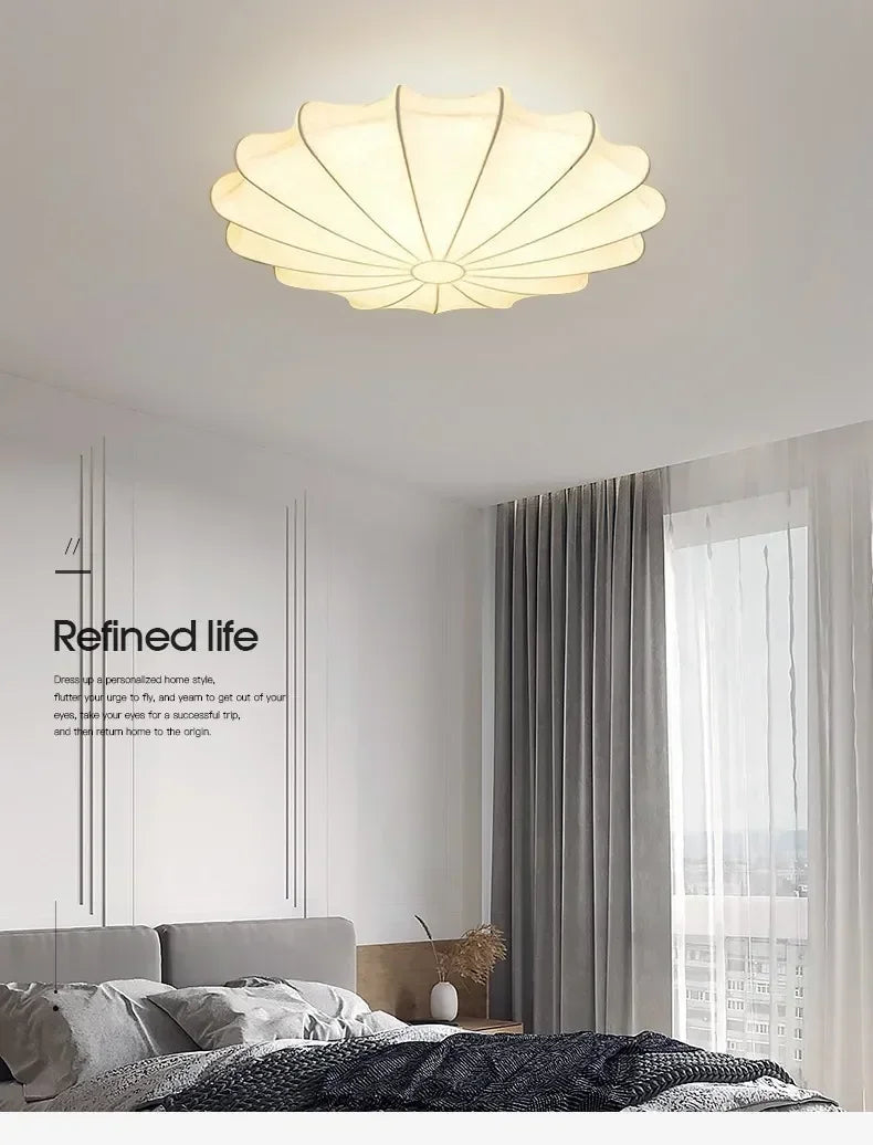 Lámpara de techo italiana Wabi-Sabi – estilo retro de seda con protección ocular