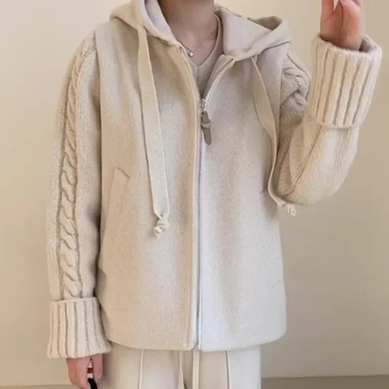 Abrigo mujer Twist 2026 – chaqueta larga con capucha, manga larga y corte suelto