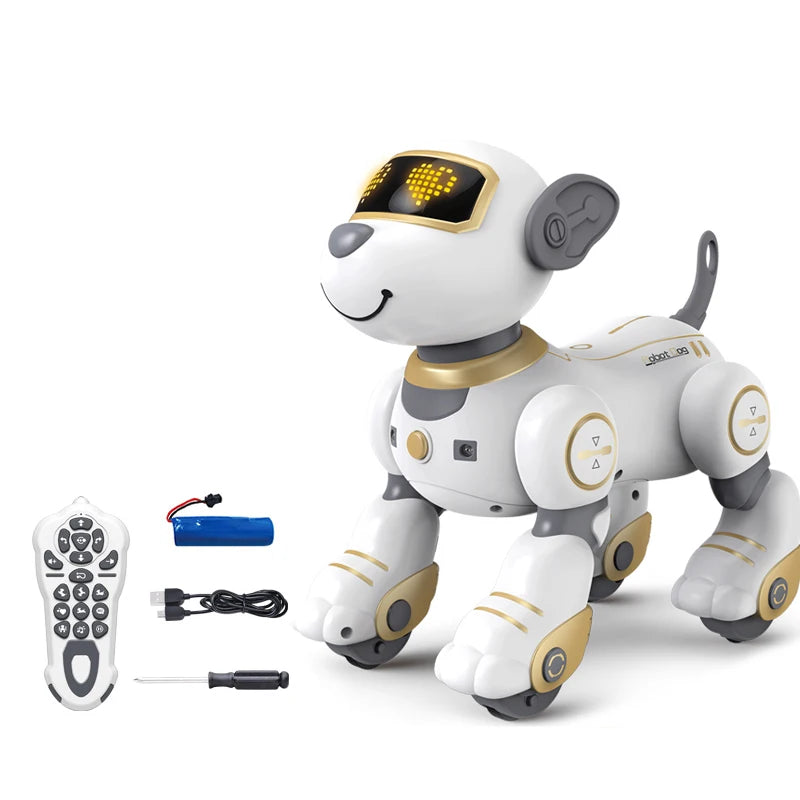 Perro Robot Inteligente con Control Remoto - Acrobacias Electrónicas - Comandos de Voz - Programable - Sensor Táctil - Música y Canciones - Juguete para Niños