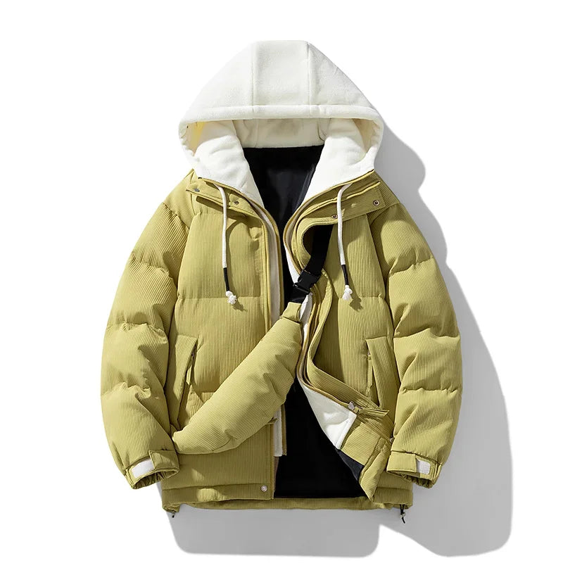 Campera acolchada juvenil con capucha – gruesa, casual y cálida para otoño/invierno