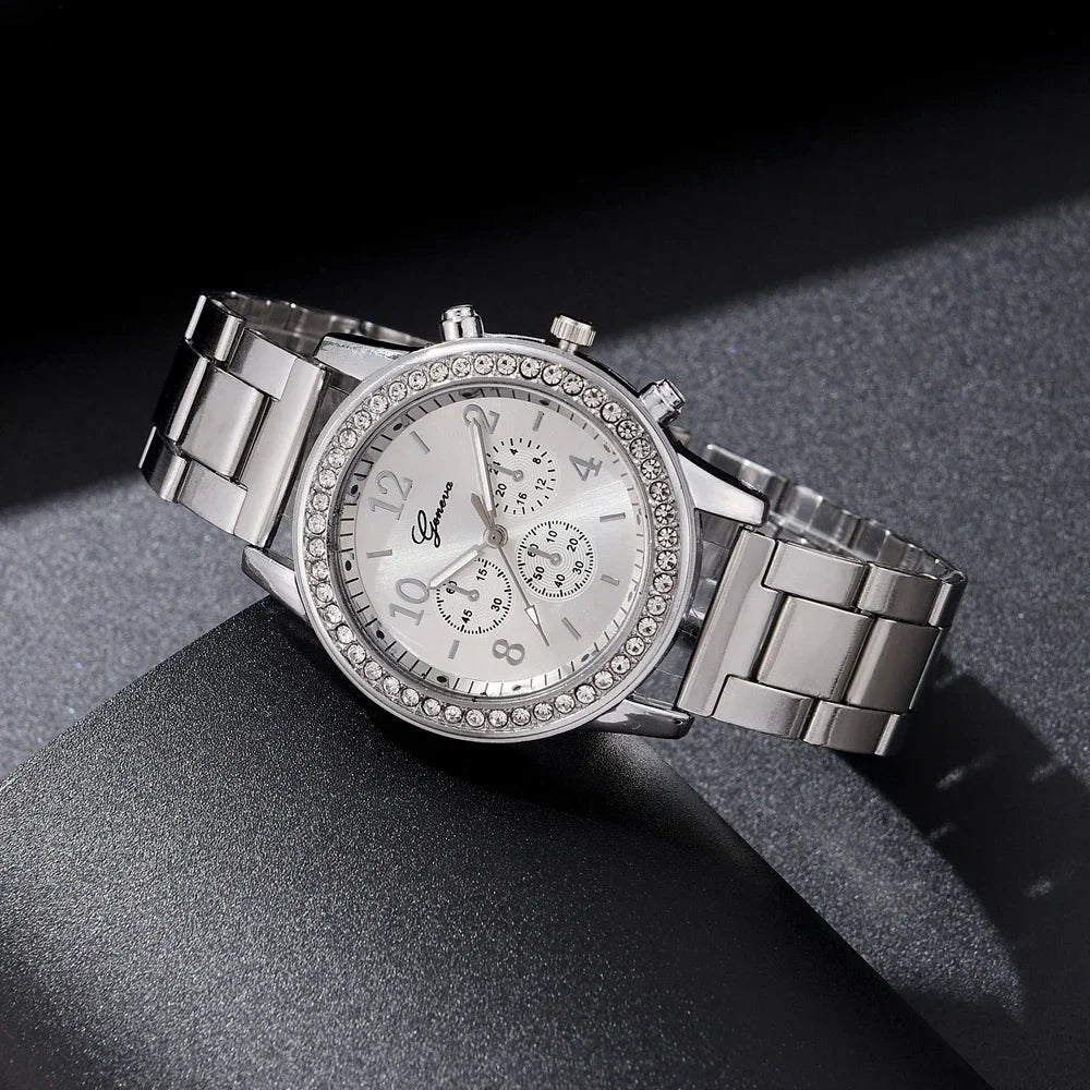 Reloj mujer con diamantes – lujo y estilo en acero inoxidable y oro rosa