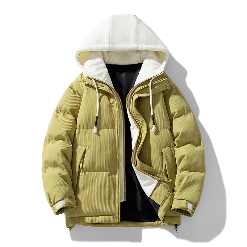 Campera acolchada juvenil con capucha – gruesa, casual y cálida para otoño/invierno