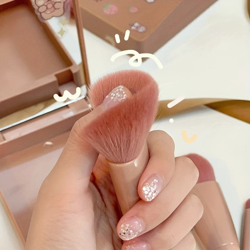 Set portátil de 5 pinceles de maquillaje con espejo – kit plegable de viaje