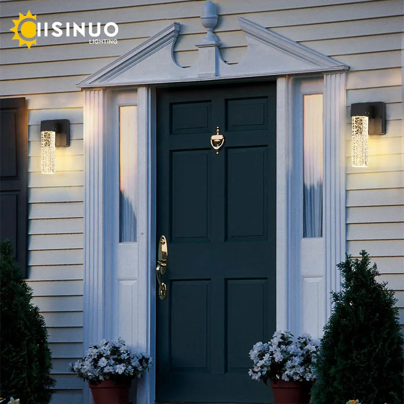 Lámpara LED de pared exterior IISINUO – aluminio con cristal, IP65 y resistente al agua