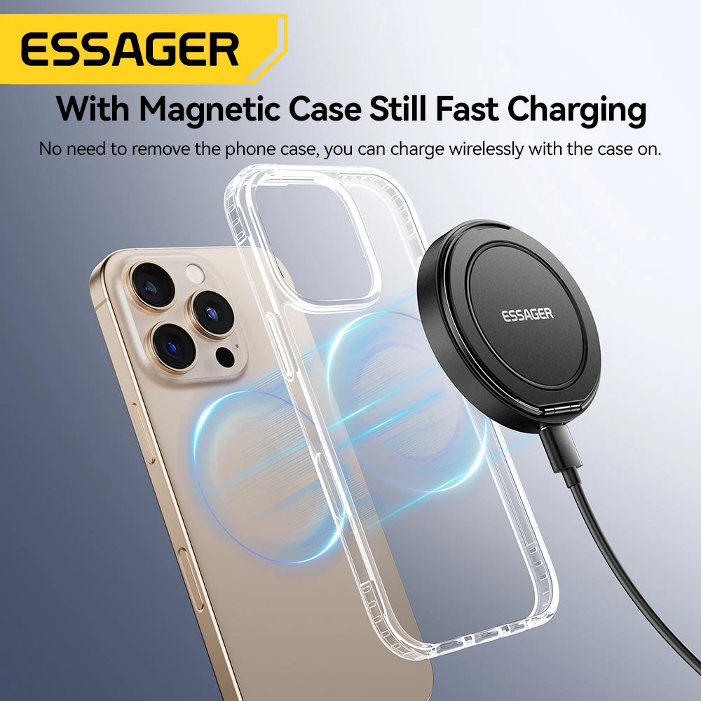 Cargador inalámbrico magnético Essager – 15W rápido con soporte para iPhone y AirPods