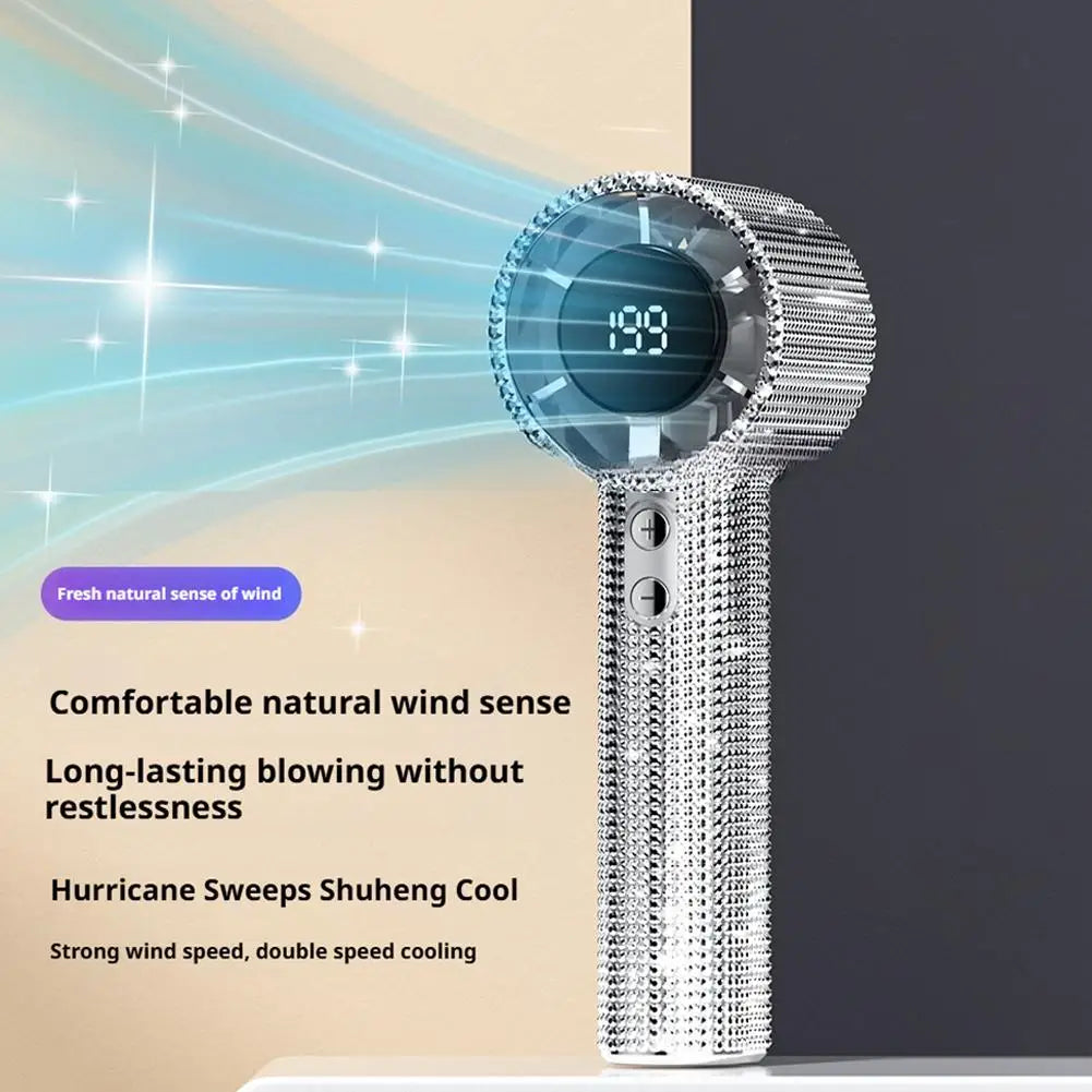 Ventilador de Mano Portátil con Pantalla Digital y 199 Velocidades