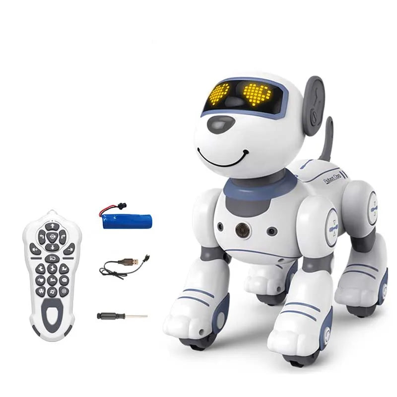 Perro Robot Inteligente con Control Remoto - Acrobacias Electrónicas - Comandos de Voz - Programable - Sensor Táctil - Música y Canciones - Juguete para Niños