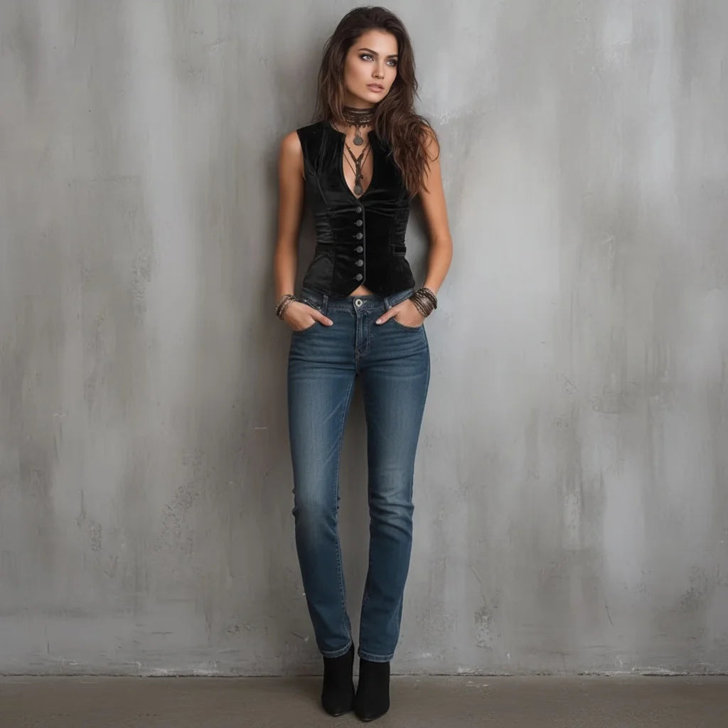 Chalecos de terciopelo mujer – vintage, slim y sin mangas para otoño