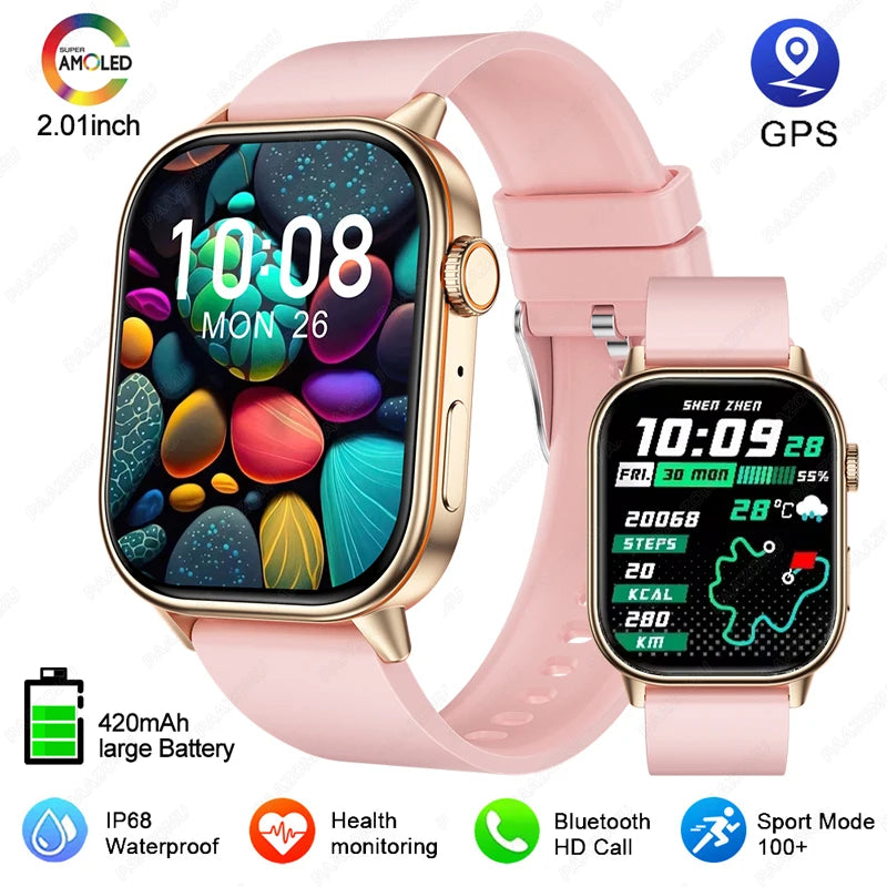 Smartwatch GPS mujer – pantalla 2.01", llamadas Bluetooth y resistente al agua