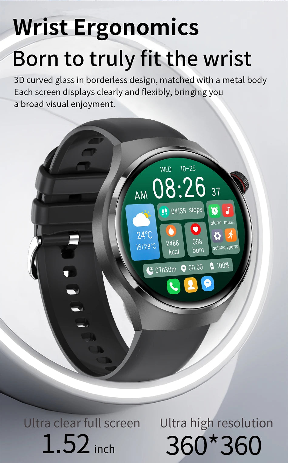 Smartwatch LIGE nuevo – pantalla HD 360*360, monitor de salud y llamadas Bluetooth