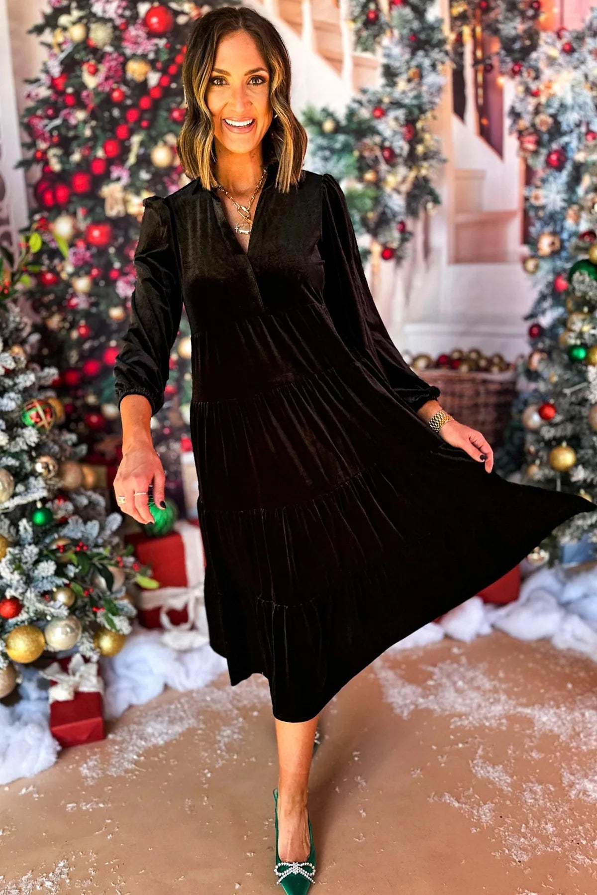 Vestido largo de terciopelo mujer